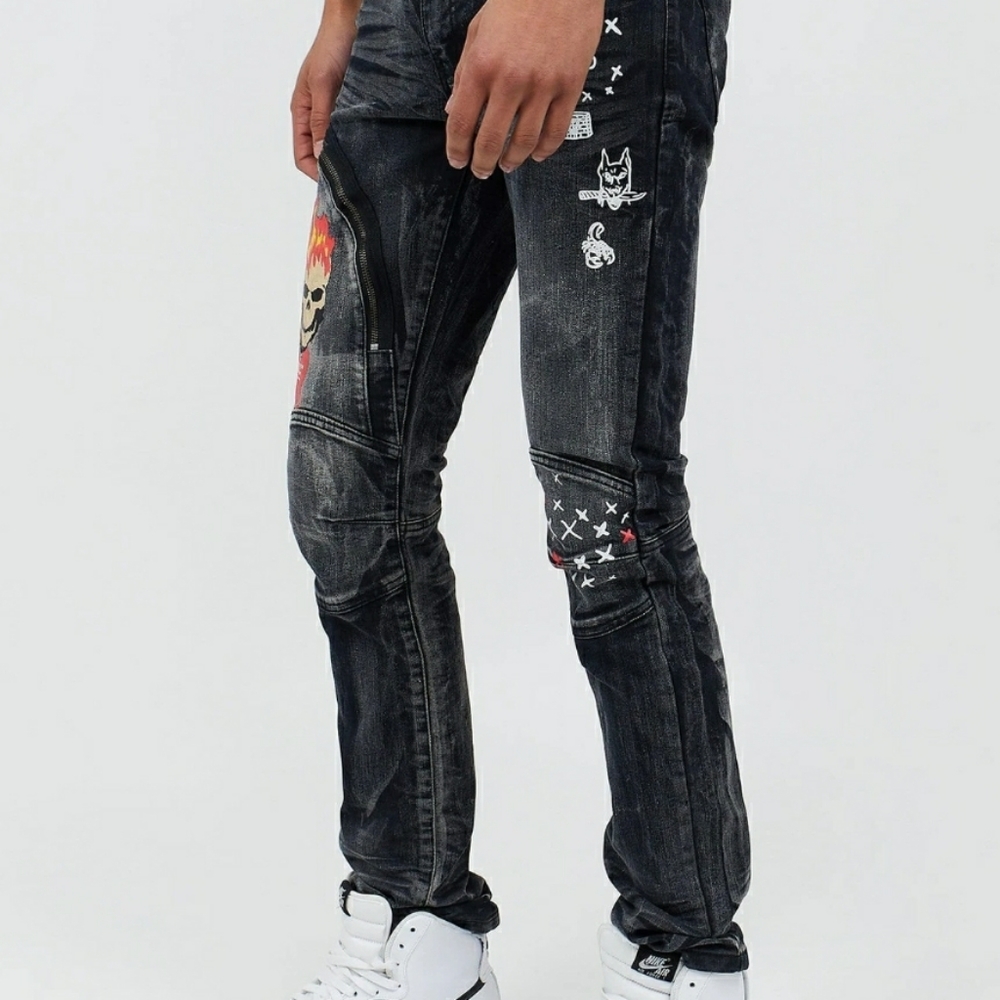 💀Summon Skull Denim Flame Jean's 34w - Picture 3 of 13